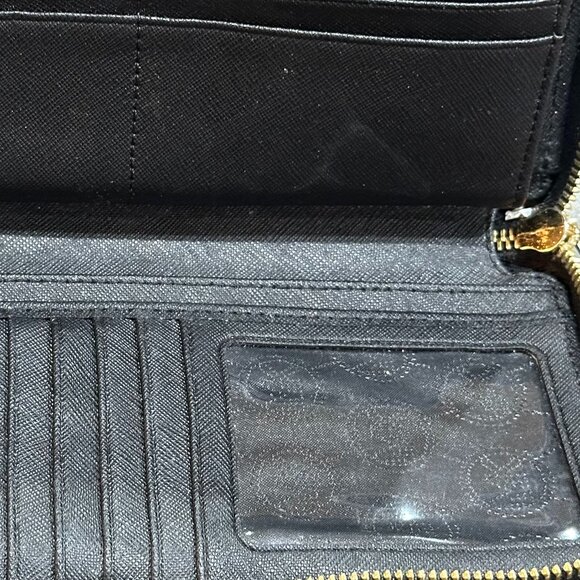 Michael Kors Full‎ Zip Around Black Leather Wallet Gold Hardware - Picture 5 of 5